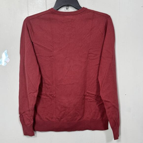 Merona Sweater Womens Medium Red V Neck Pullover 100% Cotton Lightweight New - Picture 6 of 12